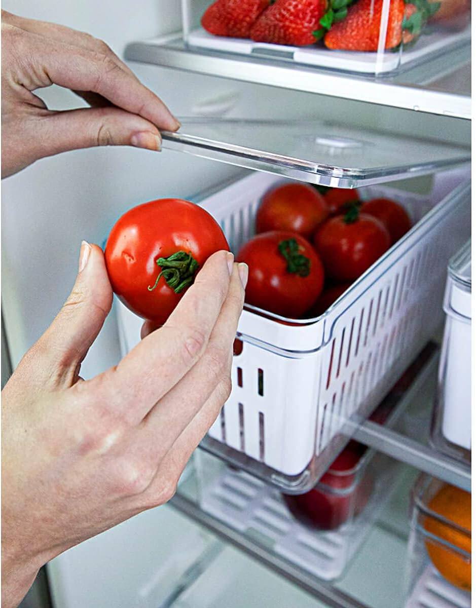Ou Organizador de Geladeira com Cesto 5L Natural Linha Clear Fresh
