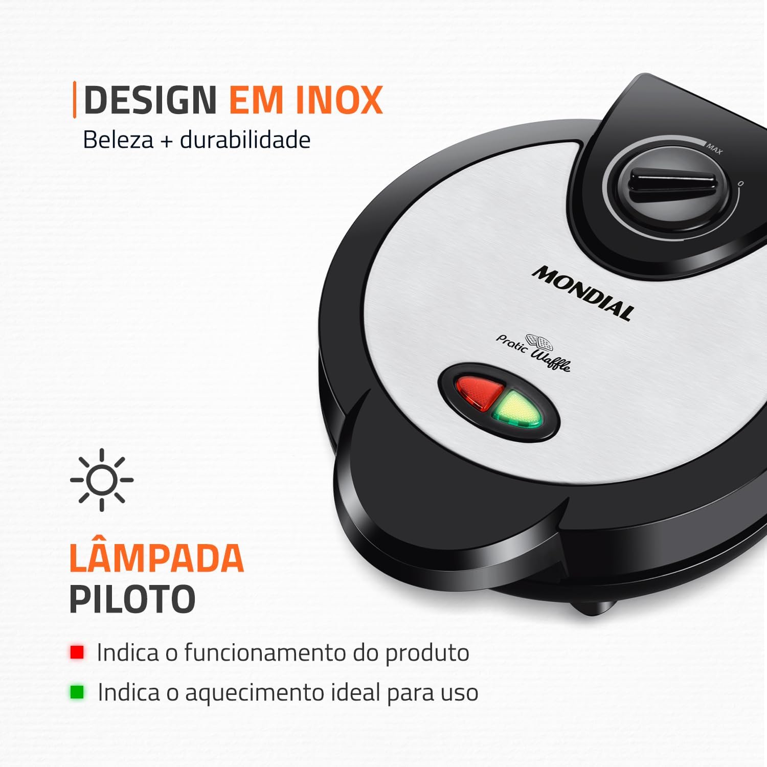 Máquina de Waffles Antiaderente para 4 Waffles