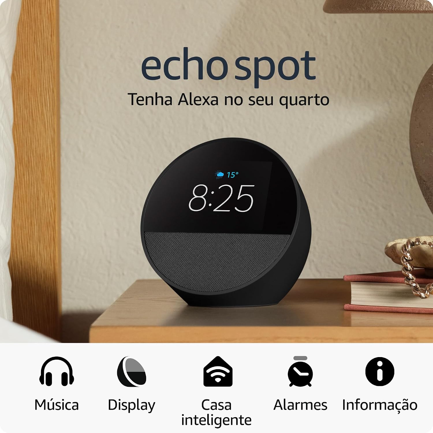 Amazon Echo Spot Despertador Inteligente com Alexa