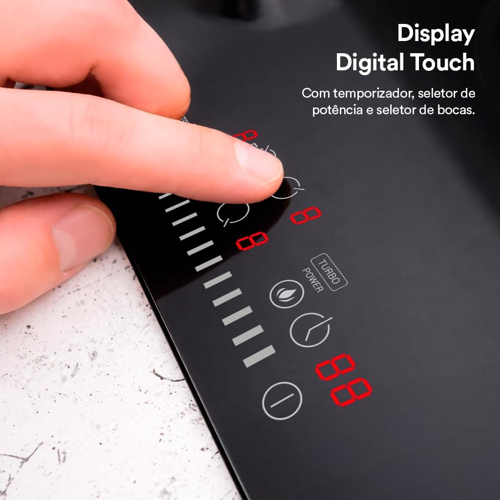 Cooktop de Indução Portátil com Função Turbo e Trava de Segurança