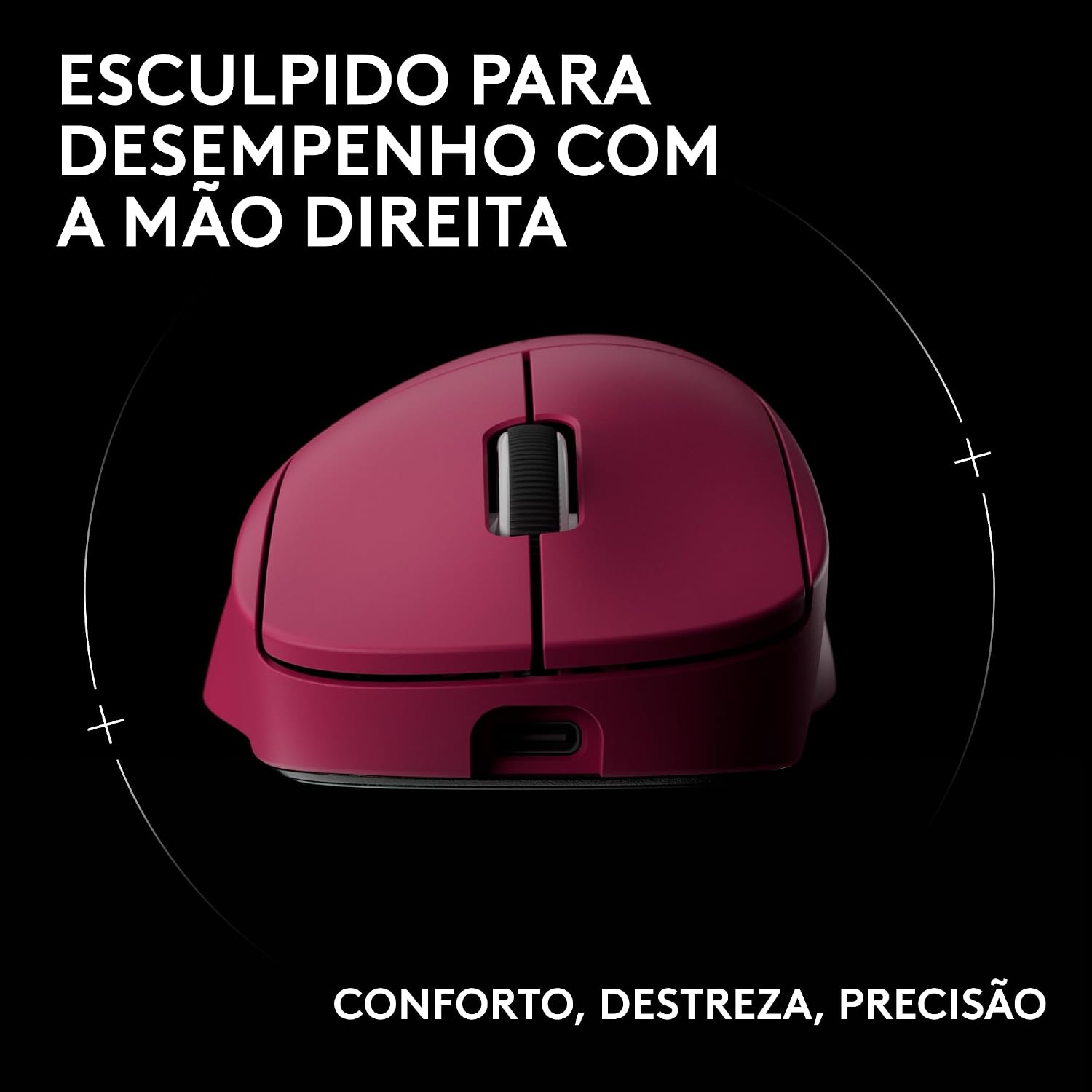 Mouse Gamer Sem Fio Logitech G PRO X SUPERLIGHT 2 DEX com Tecnologia LIGHTSPEED, Design Assimétrico para Destros, 5 Botões Programáveis, Sensor Hero 2 com DPI de 44K, Recarregável - Rosa Magenta