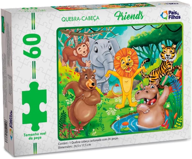 Quebra-Cabeça Pais e Filhos 60 Peças Colorido