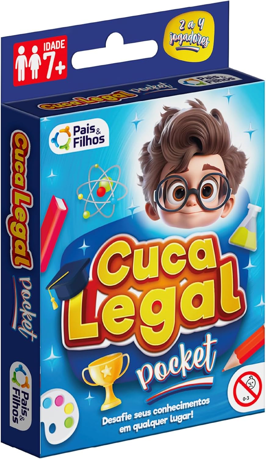 Pais &amp; Filhos | Jogo Cuca Legal Pocket | 220 Perguntas Educativas | Jogo de Cartas Infantil Portátil | +7 Anos | Jogo de Raciocínio e Conhecimento para Família e Viagem