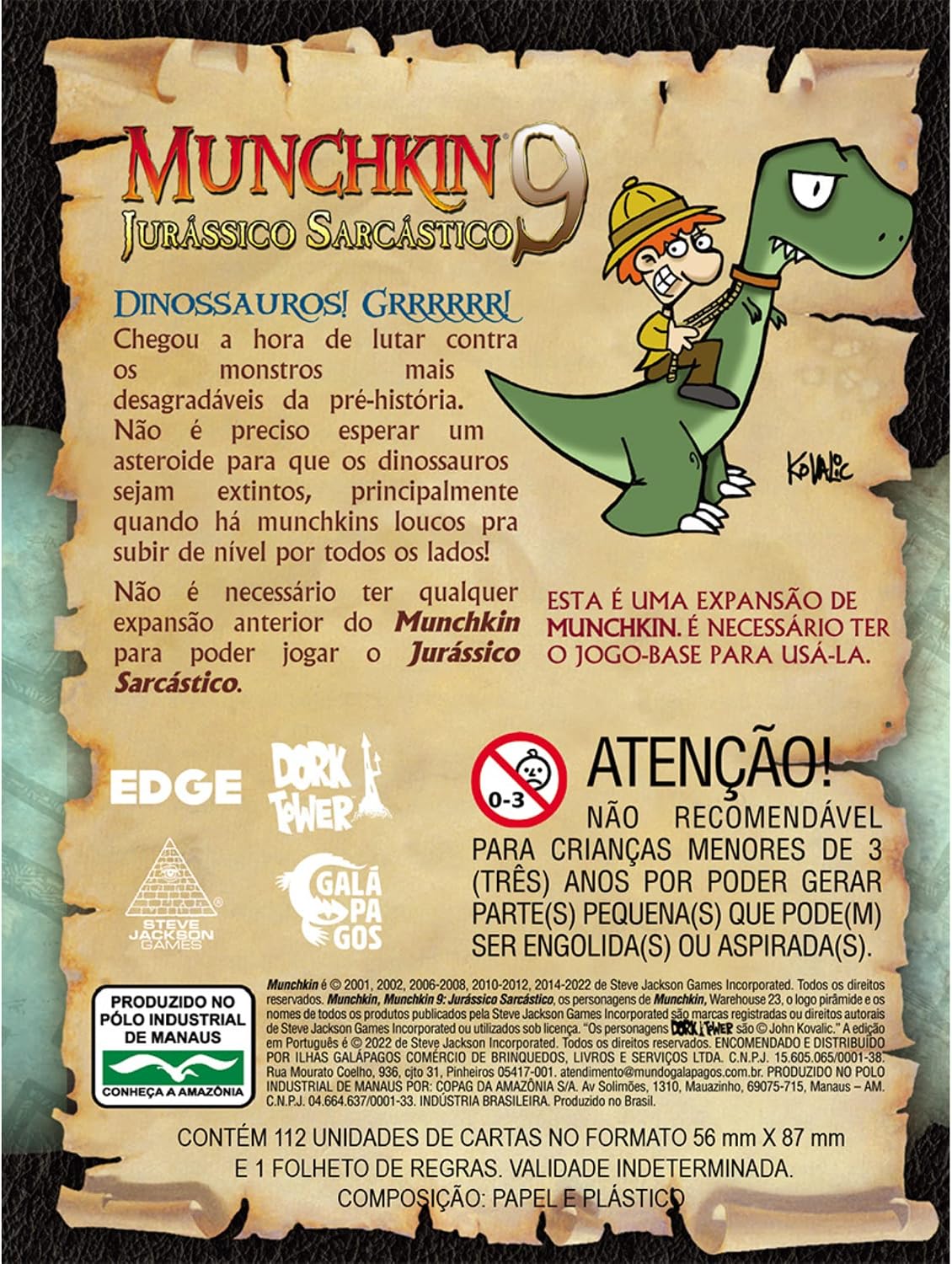 Munchkin 9: Jurássico Sarcástico Expansão com 112 Cartas