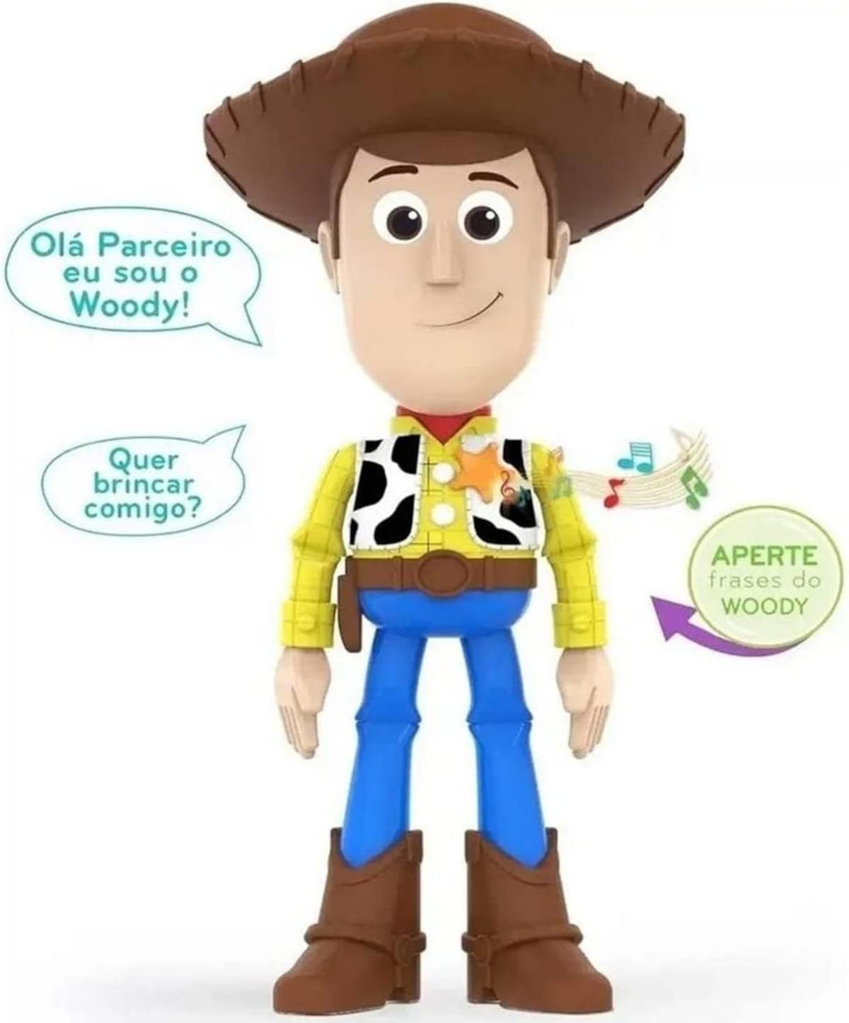 Boneco Woody com Braços Articulados e Frases do Filme