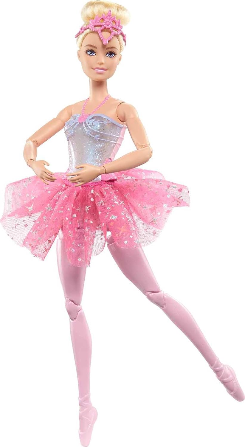 Barbie Fantasia Boneca Bailarina Luzes Brilhantes Rosa para crianças a partir de 3 anos