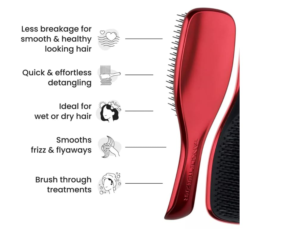 Tangle Teezer - Escova de cabelo desembaraçadora The Ultimate Detangler para todos os tipos de cabelo. Cor: Vermelho metalizado - Diabo Veste Prada 2
