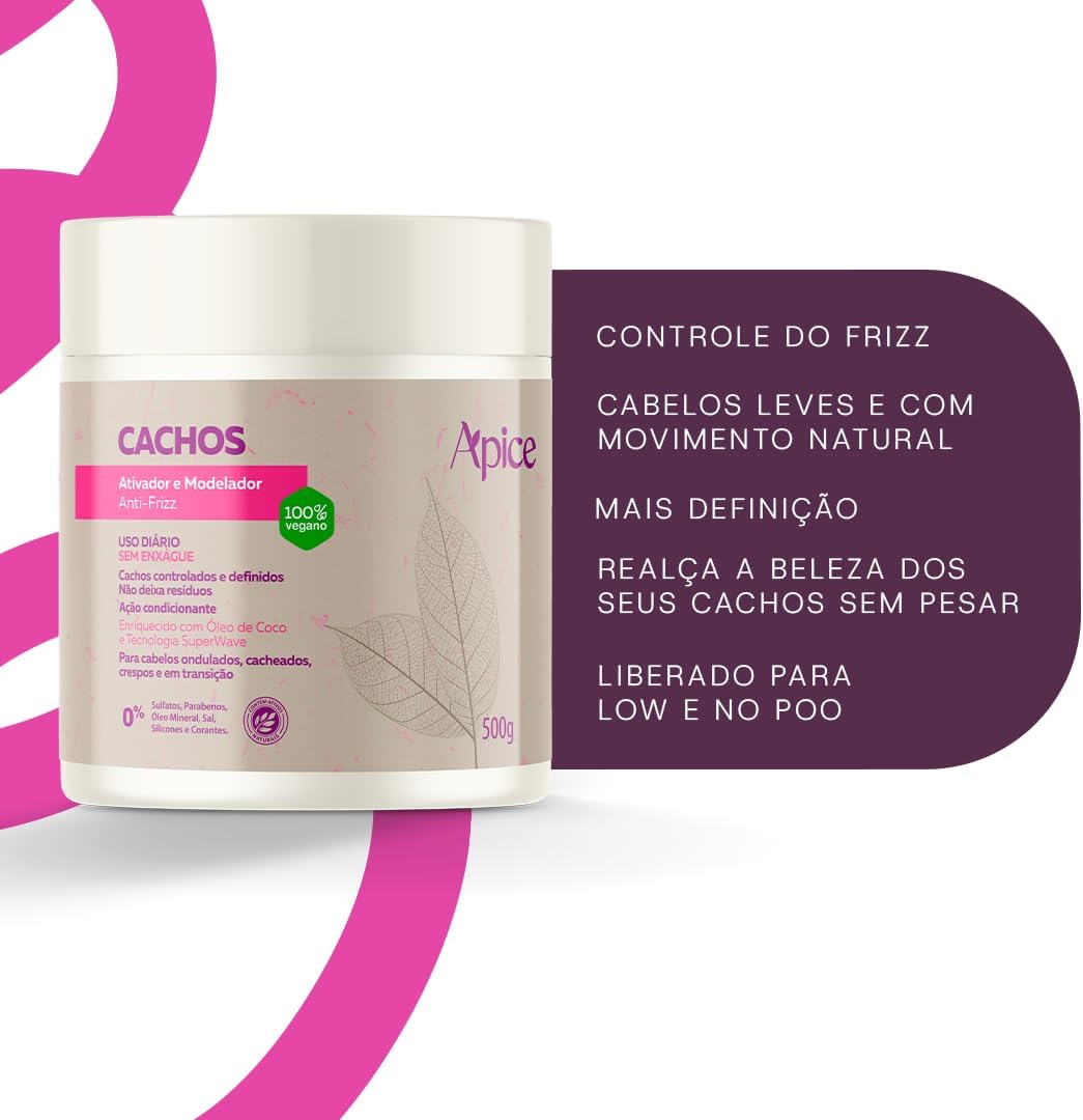 Ápice Ativador e Modelador de Cachos | Hidratação, Definição e Controle de Frizz para Cabelos Cacheados e Crespos | 500g