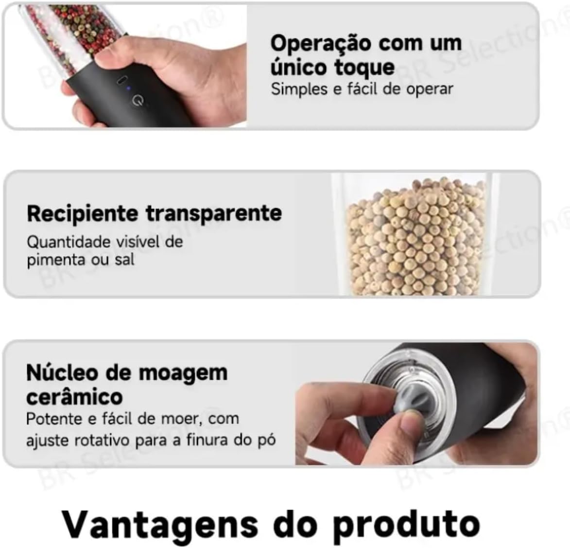 Kit 2 Moedor de Pimenta Elétrico – Moedor de Pimenta Automático, Moedor de Pimenta e Sal, Design em Aço Inoxidável Moedor de Sal Grosso e Especiarias, Moedor de Tempero JadeVic