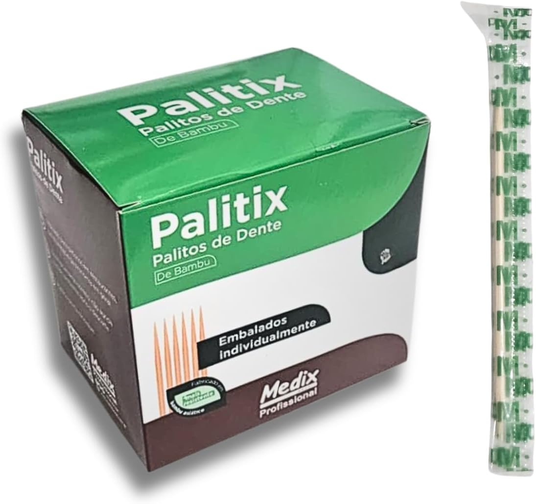 Palitos de Dente de Bambu 1000 Unidades Palitix – Sustentáveis, Embalados Individualmente, Higiênicos, Biodegradáveis e Profissionais