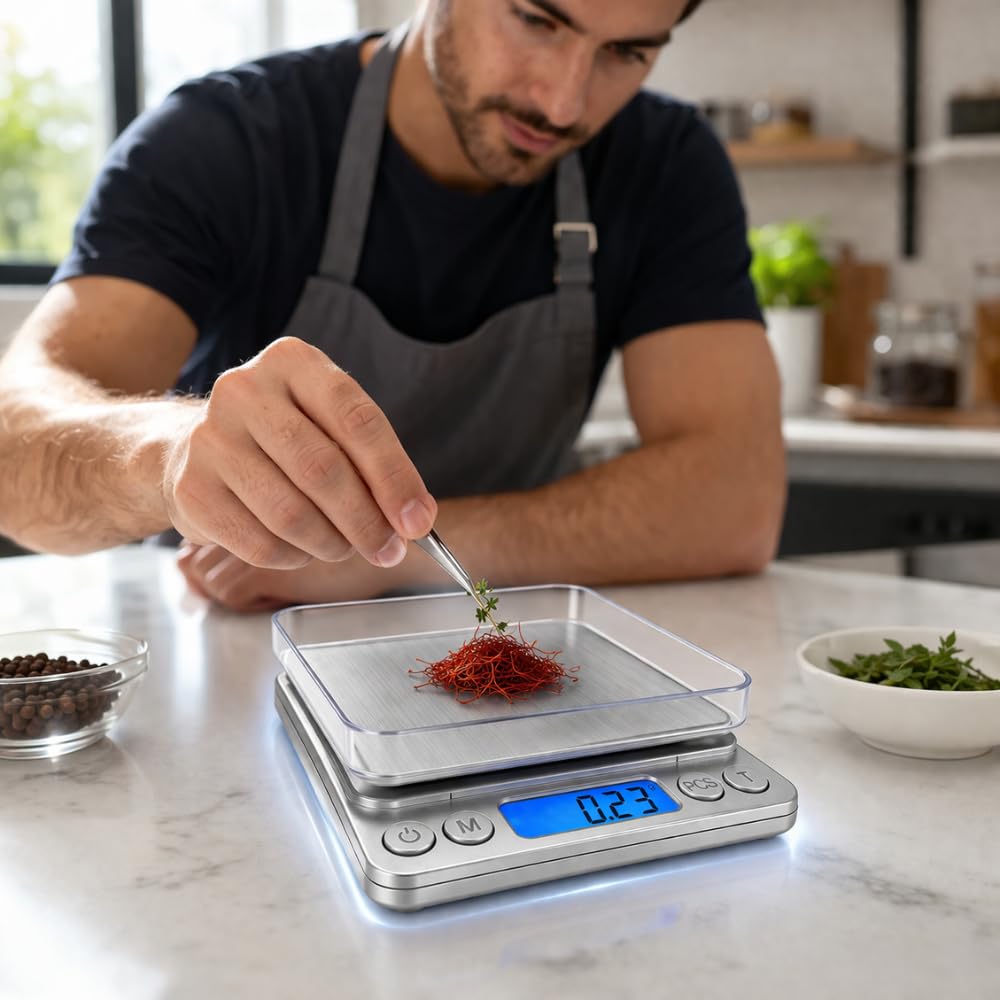 Balança Digital de Precisão 0,1g com Display LCD Iluminado