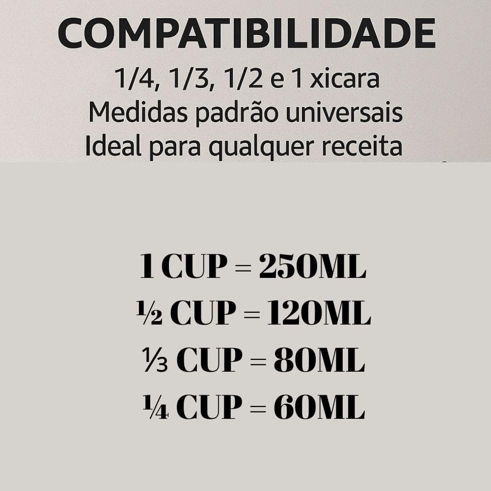 Kit 4 Xícaras Medidoras em Aço Inox