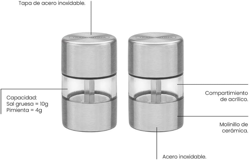 Conjunto Moedores de Sal e Pimenta Tramontina Acrílico com Tampa Inox
