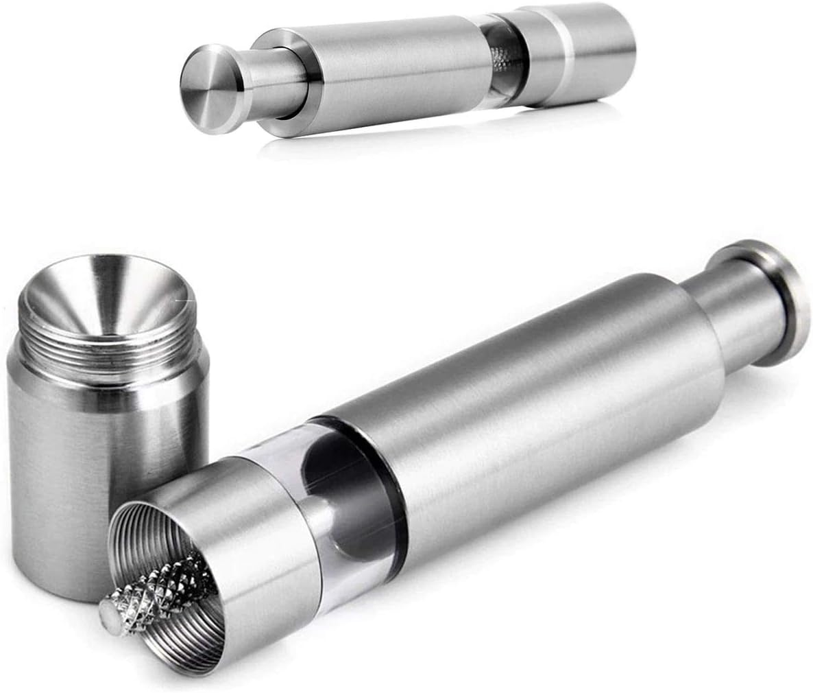 Moedor em Aço Inox e Acrílico Prata