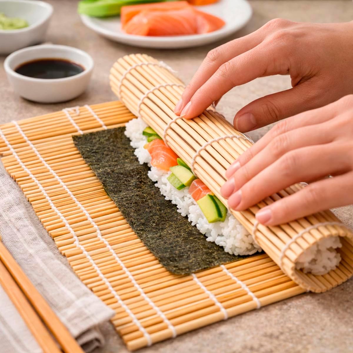 Esteira de Sushi em Bambu 22,7 x 22,7 cm