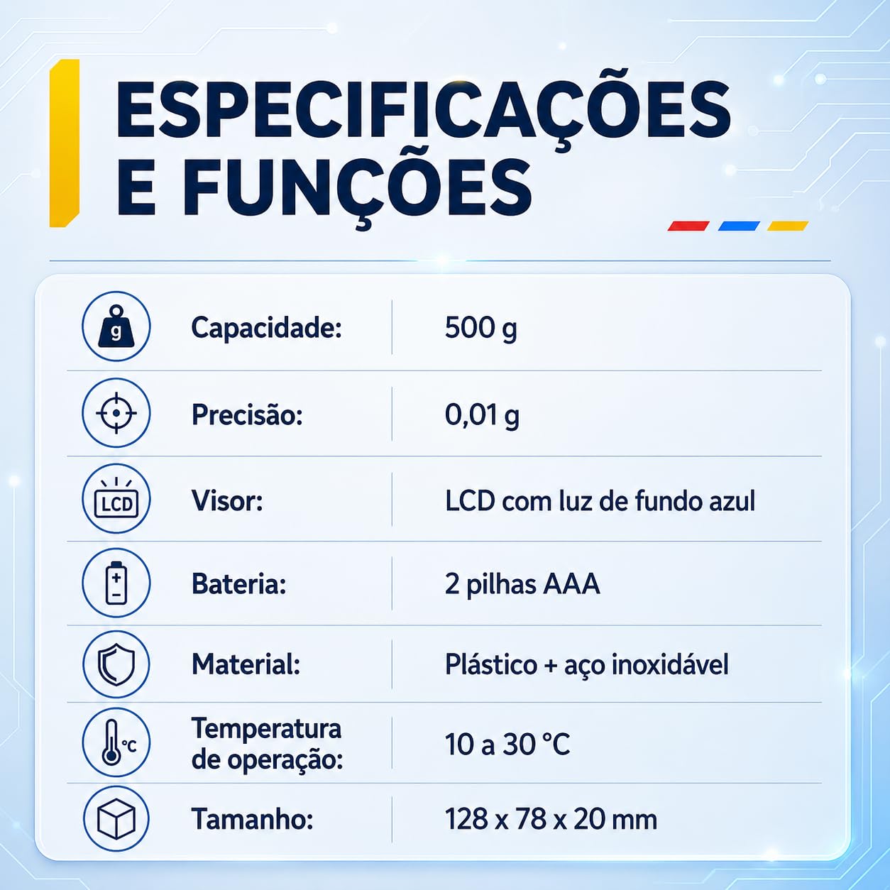 Balança Digital de Precisão 0,01g a 500g Compacta e Portátil com Visor LCD - " Função Tare" 2 Pilhas Inclusas, Facilidade e Praticidade em um Só Lugar