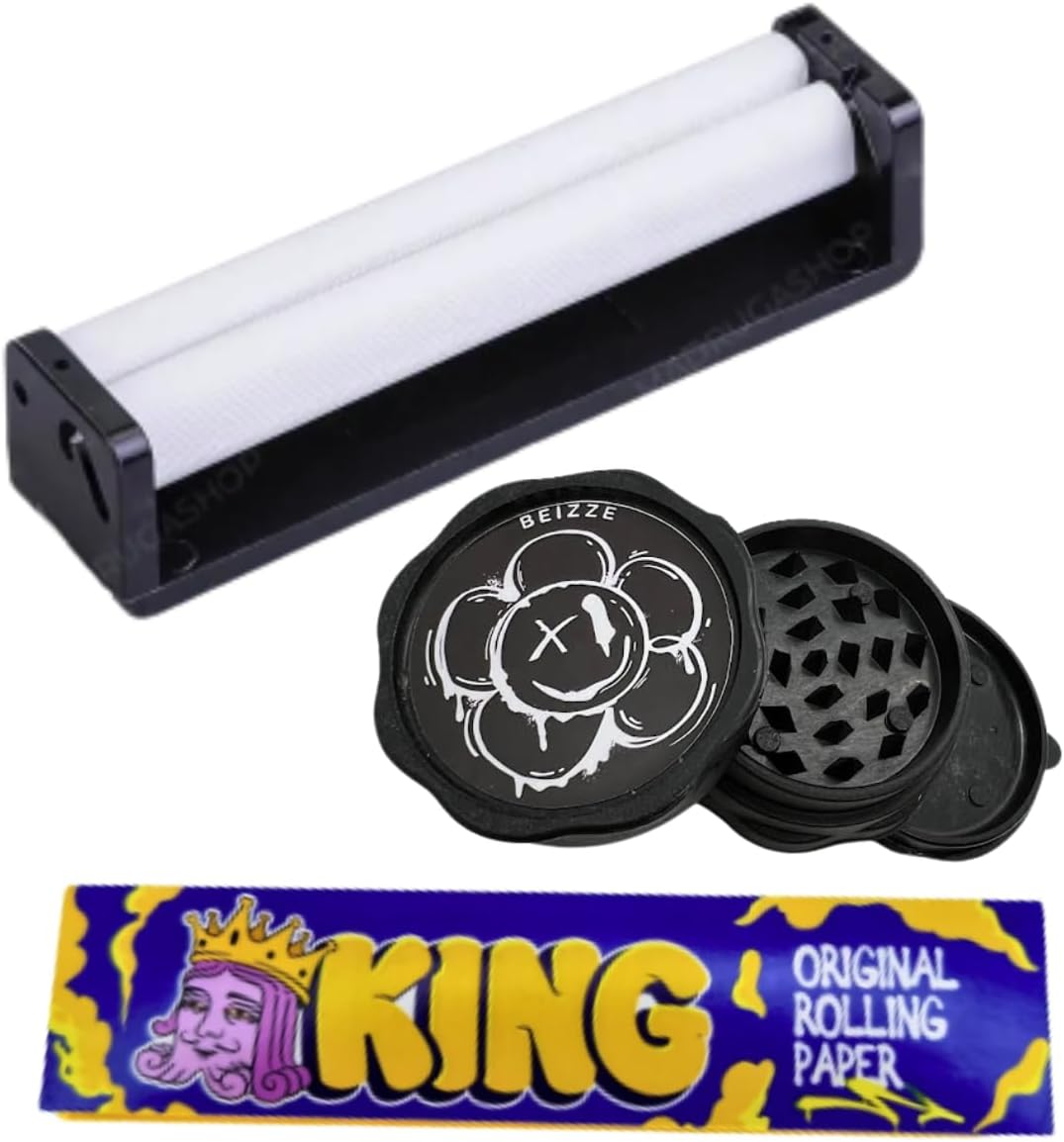 Kit Tabacaria Bolador Enrolador de Fumo Dichavador Triturador + Brinde Seda King Size