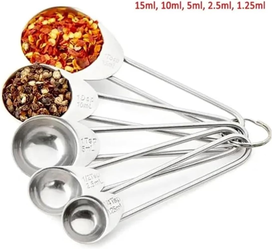 Kit 5 Colheres Medidoras em Aço Inox
