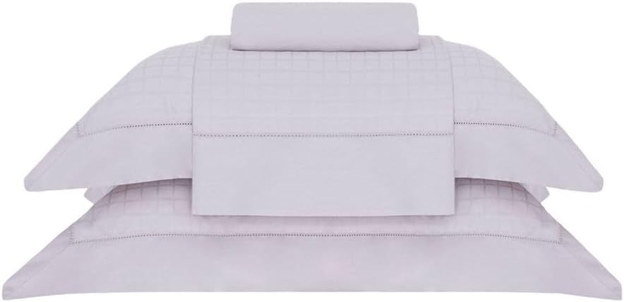 Buddemeyer Jogo de Cama Casal Cetim 300 Fios Damask Square 100% Algodão Penteado Bege Palha 4 peças