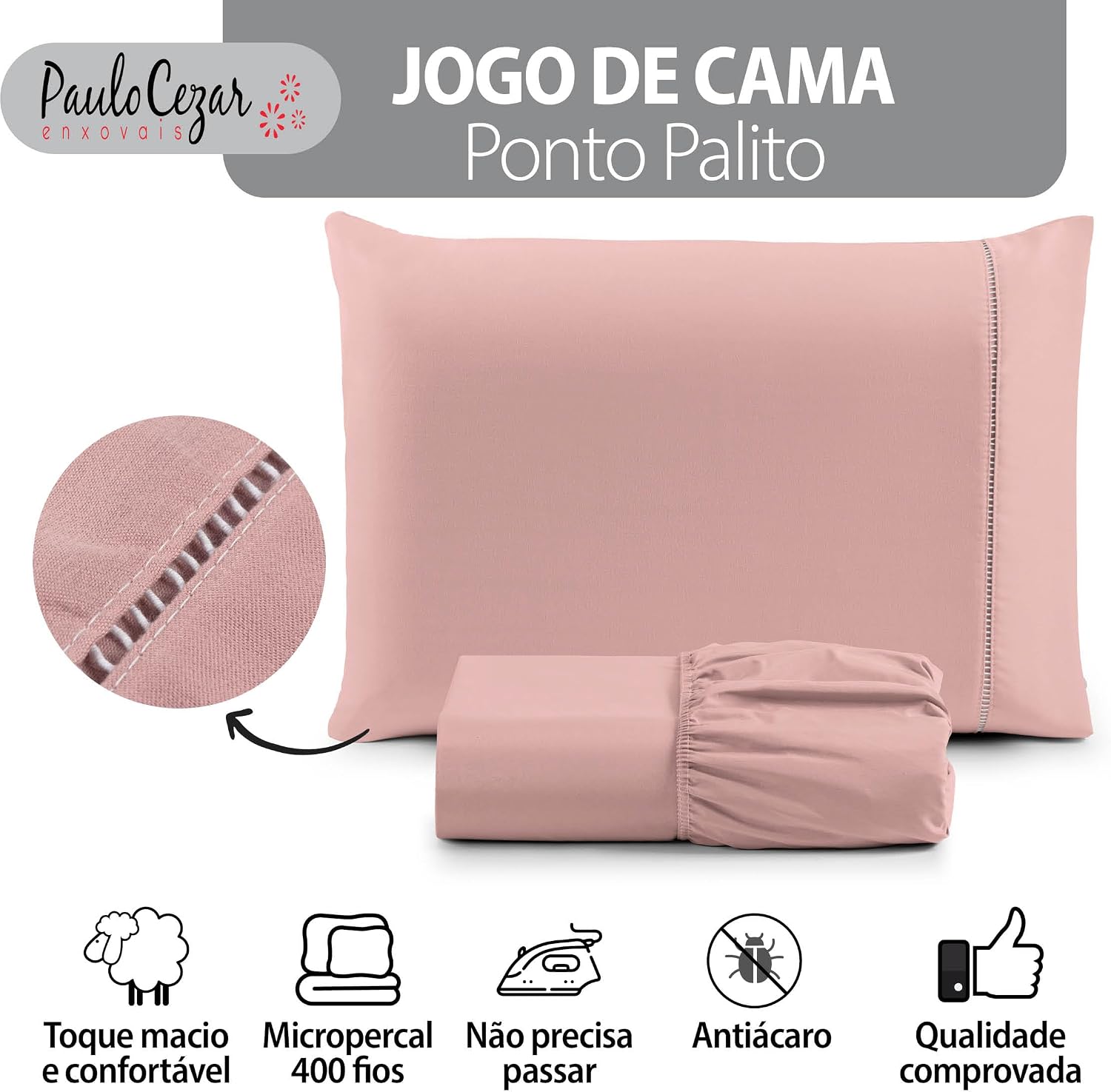 Jogo de Cama Percal com Tratamento Antiácaro e Anti Pilling