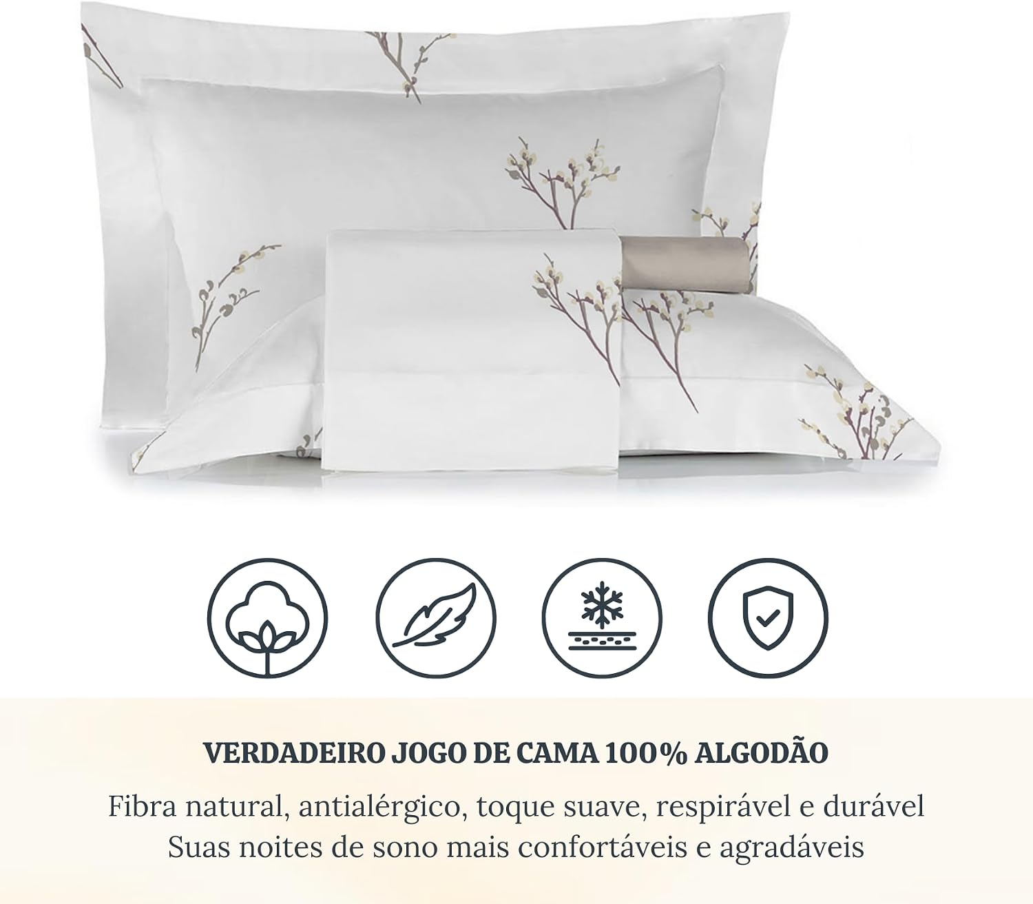 Jogo de Cama Percal 100% Algodão Antialérgico