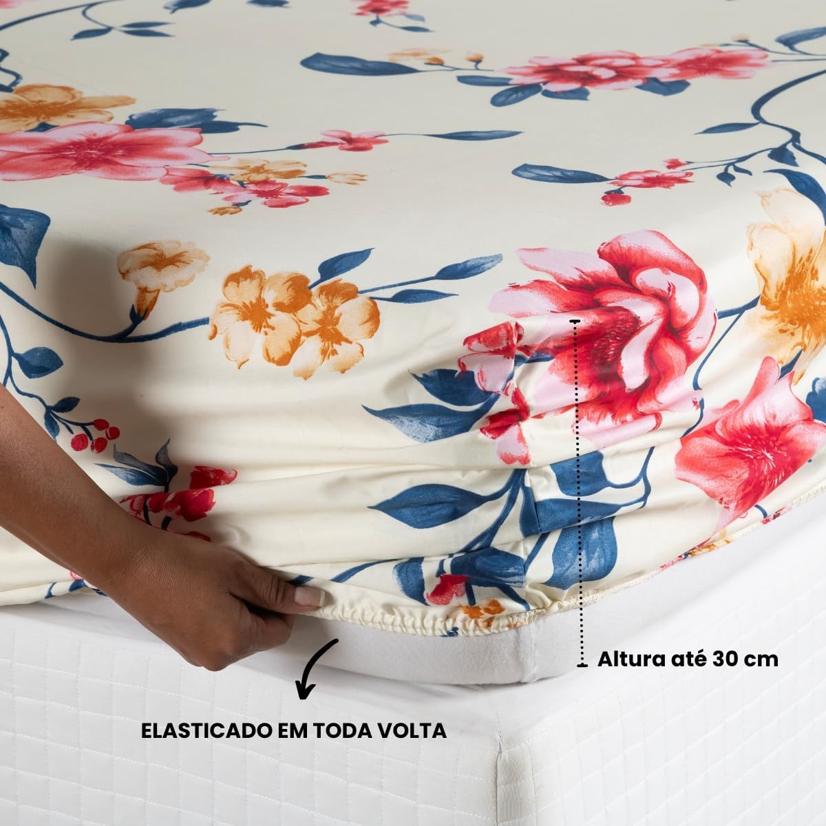 Lençol Estampado Solteiro 2 Peças Micro Percal 200 Fios Felicità