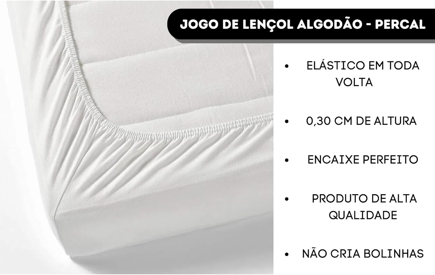 Jogo de Lençol Solteiro 3 Peças Algodão 200 Fios