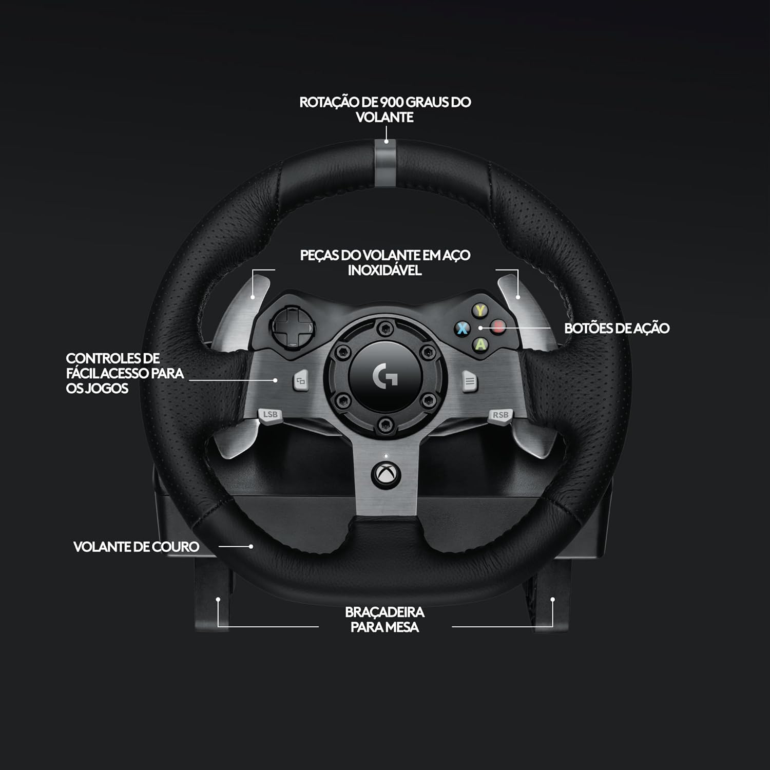 Volante Logitech G920 Driving Force para Xbox e PC