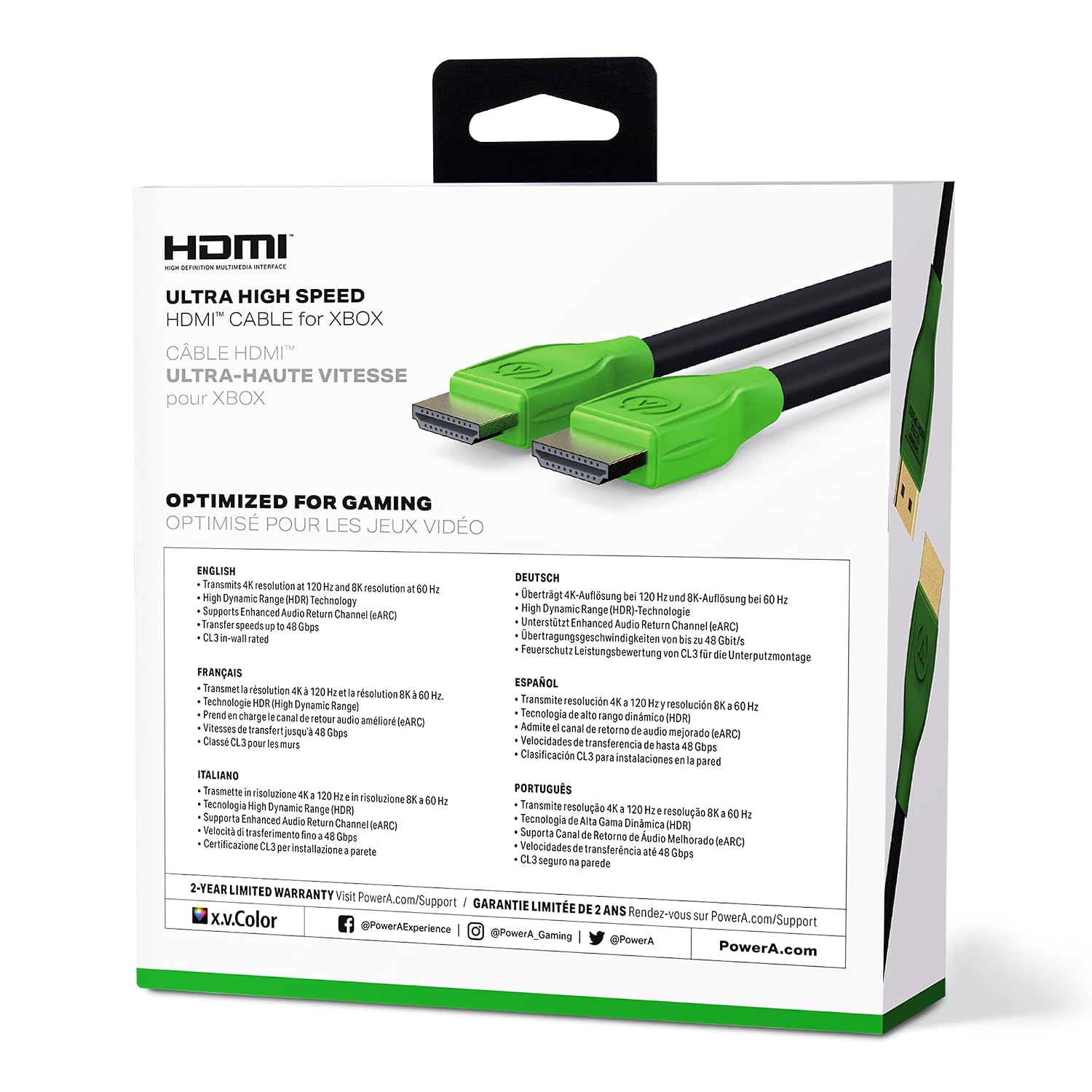PowerA Cabo HDMI de alta velocidade para Xbox Series X|S, cabo, HDMI 2.1, Xbox, oficialmente licenciado