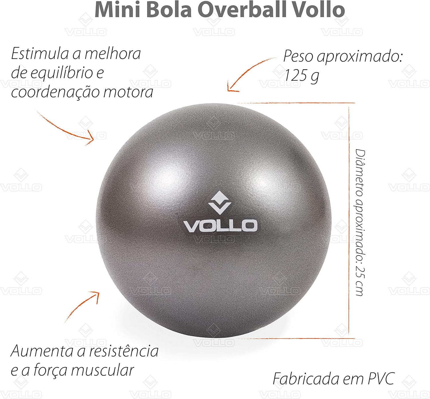 Mini Bola De Exercicios Cinza 25cm