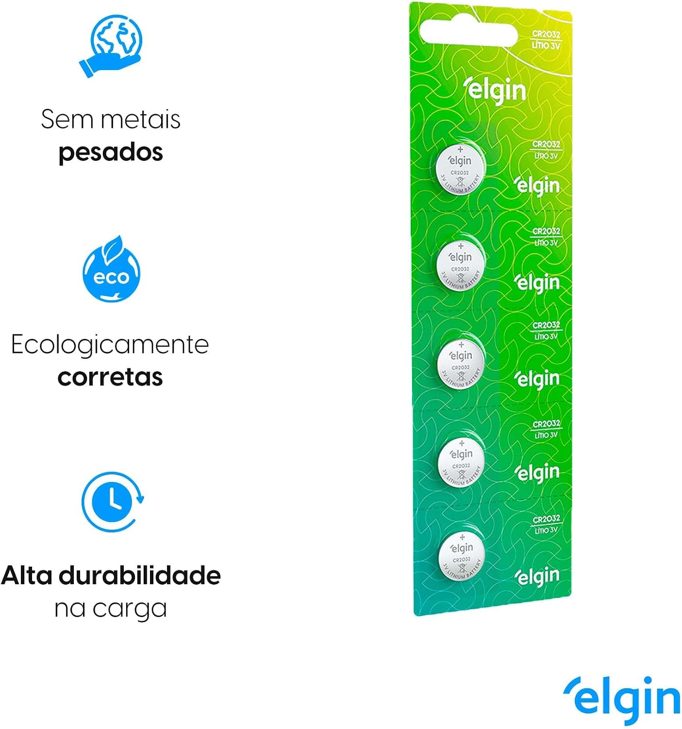 Bateria CR2032 3V Cartela com 5 Unidades