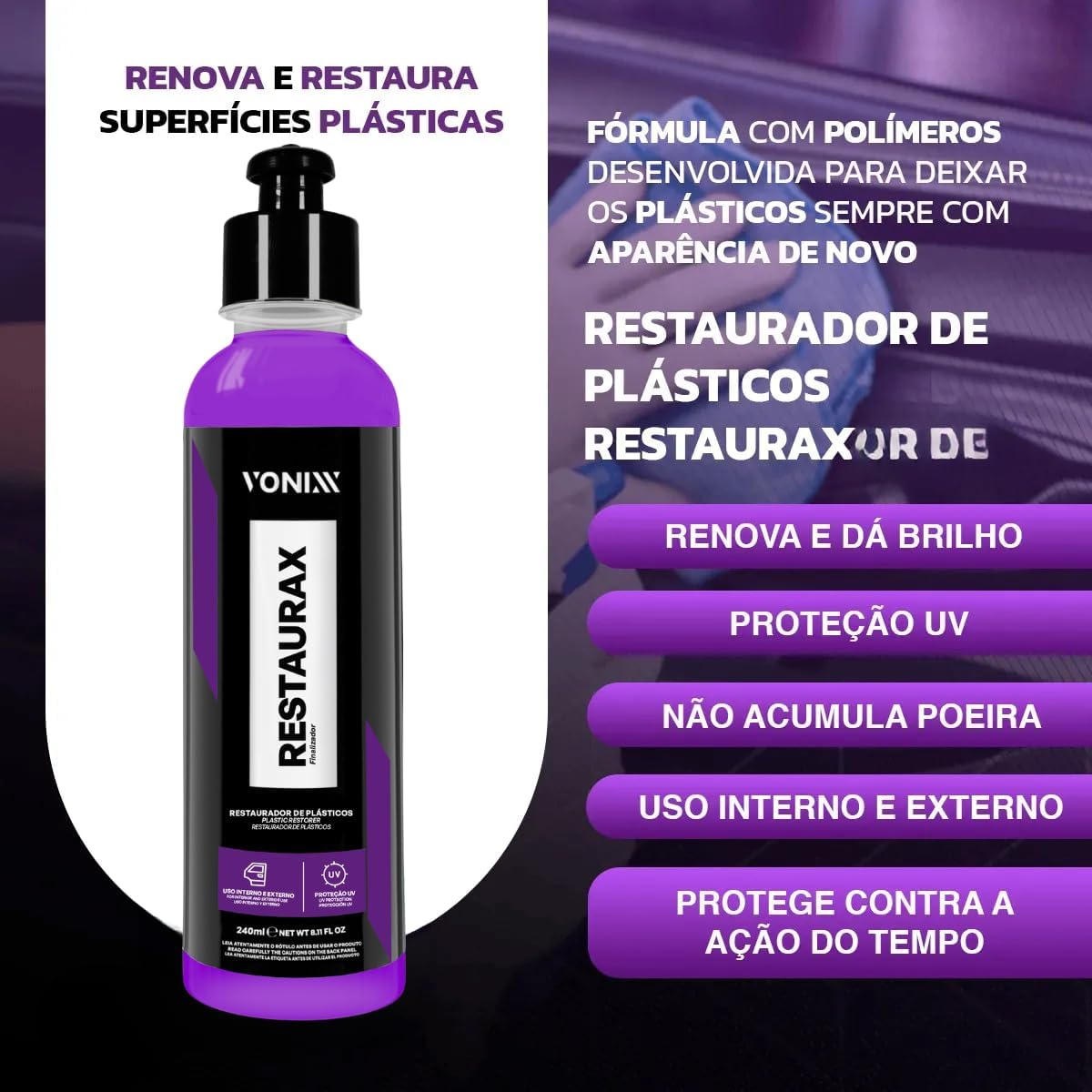 Restaurax 240ml Vonixx Restaurador Revitalizador Plástico