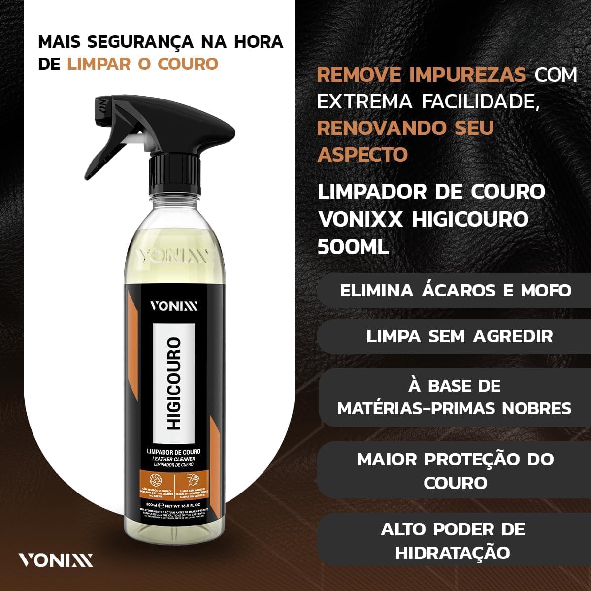 Kit Vonixx Higicouro e Hidracouro para Couro Automotivo