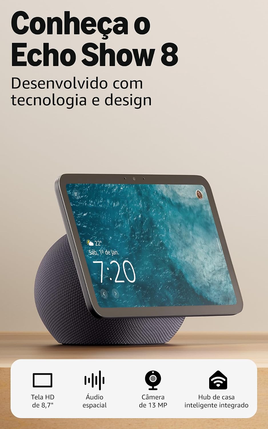 Amazon Echo Show 11 - Smart display Full HD de 11" redesenhado com mais área de visualização, áudio espacial e Alexa, Cor Grafite, com Acesso Antecipado à Alexa+