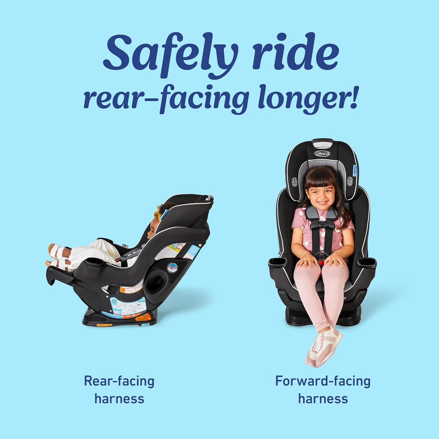 Graco Cadeira Infantil para Carro Extend2Fit ™ 2 em 1 com Sistema LATCH, Redmond, Preto e Cinza