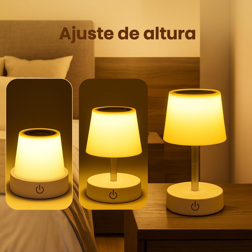 Luminária LED Branco Quente Recarregável USB com Acionamento por Toque