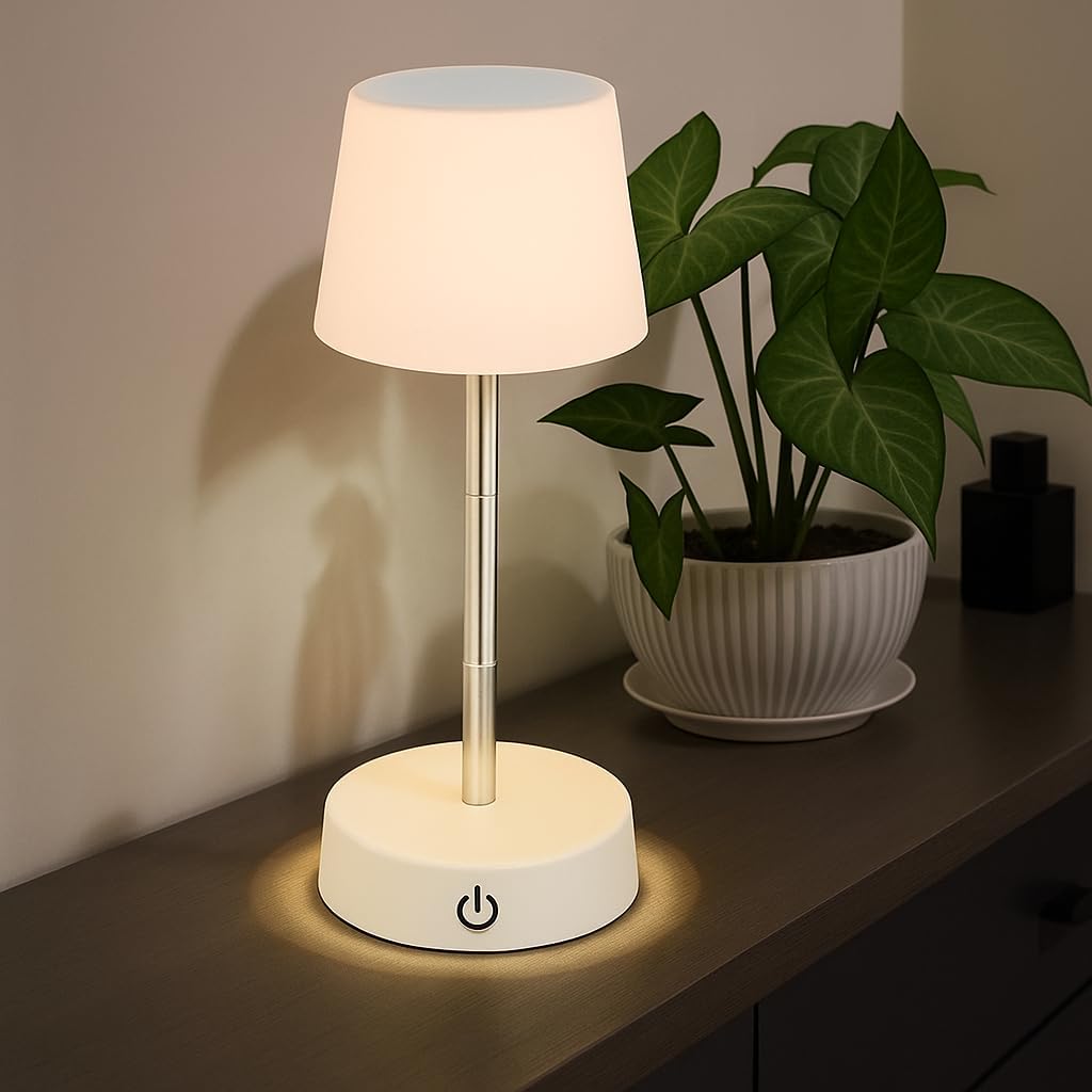 Luminária LED Branco Quente Recarregável USB com Acionamento por Toque
