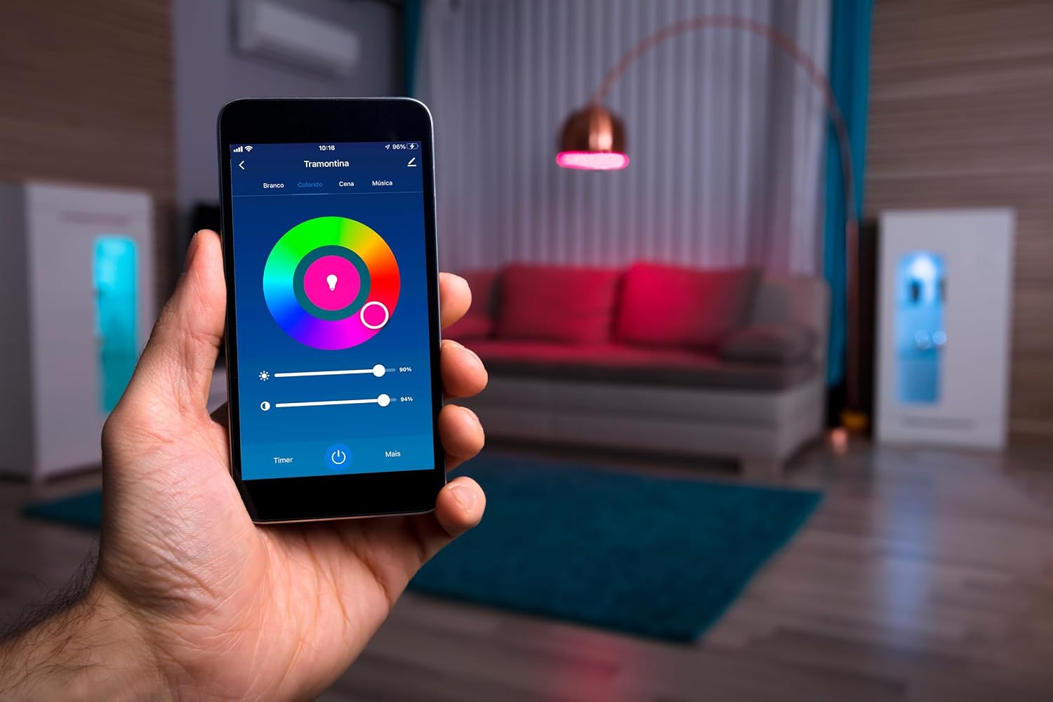 Lâmpada Inteligente 10W Wi-Fi e Bluetooth Bivolt 16 Milhões de Cores