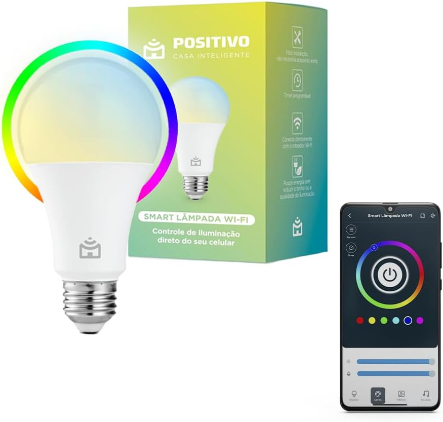 Lâmpada LED Globo Smart Positivo 9W RGB Wi-Fi Compatível com Alexa
