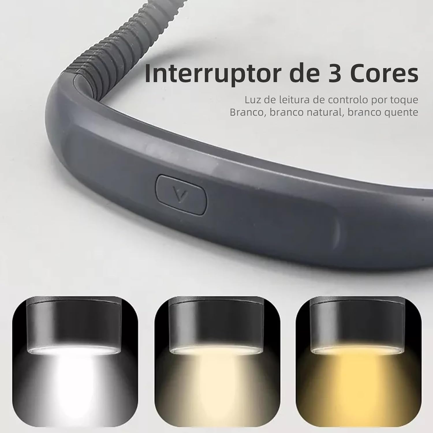 BEMMY Luz de Leitura Recarregável, Luz de Pescoço Dobrável com 3 Cores, Portátil e de Larga Duração para Leitura, Crochê e Costura, Luminaria de Livro 1000mAh. A única Loja Autorizada "Bemmy-BR".