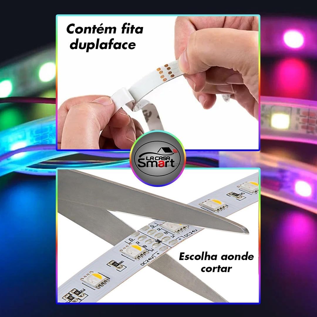 Fita Led 5Metros RGB 5050 IP65 - Kit Completo Controle E Fonte (5 METROS, RGB - COLORIDA)