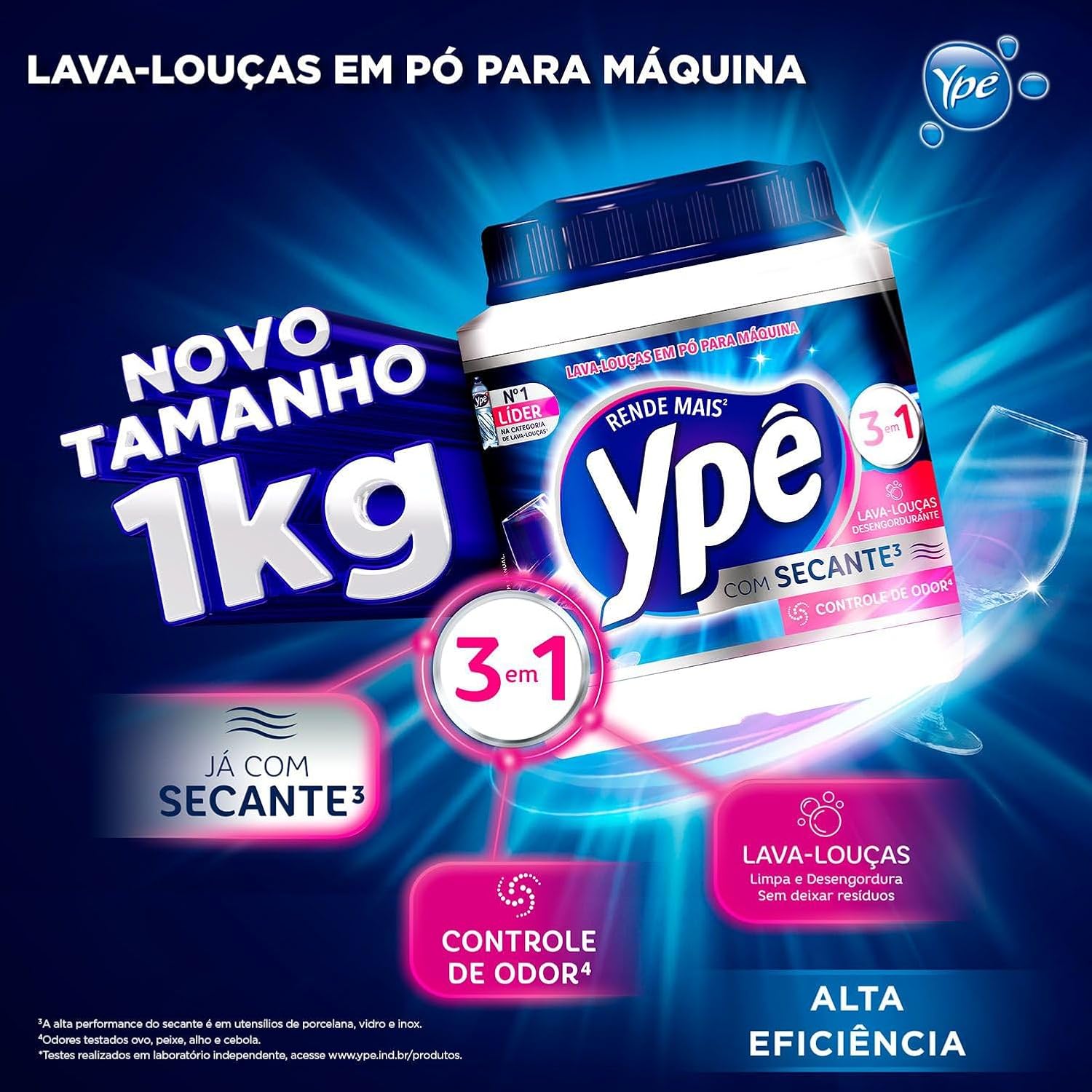 Detergente para Lava-Louças Ypê 3 em 1 com Enzimas e Oxigênio Ativo