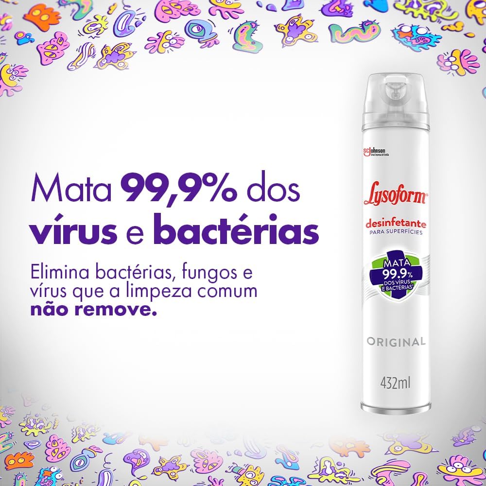 Lysoform Original, Desinfetante Aerosol para Superfícies, 432ml