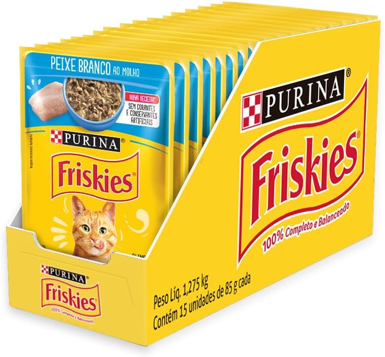 Ração Úmida Friskies Peixe Branco ao Molho para Gatos Adultos