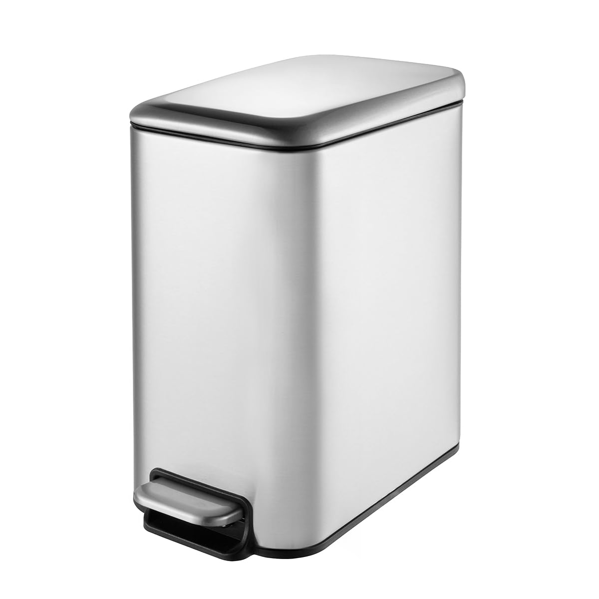 Powermaid Lixeira Retangular Linea com Pedal - Tampa Soft Close - Inox - 5 Litros