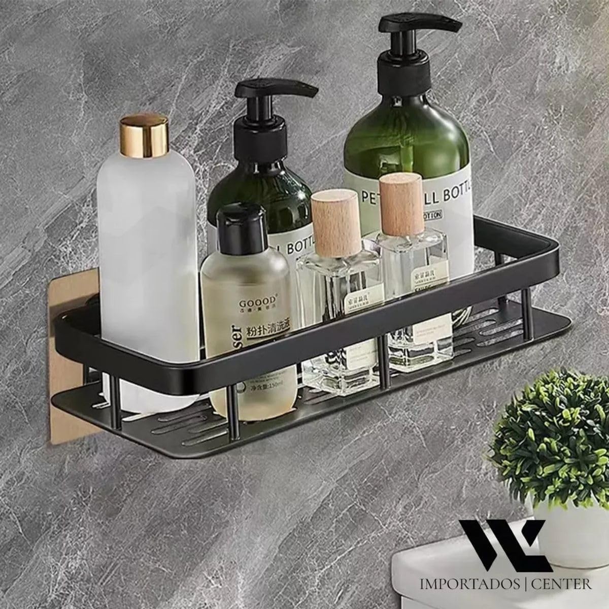 Kit 2 Prateleiras Adesiva Sem Furo Para Banheiro Cozinha Organizador Parede Suporte Porta Shampoo Sabonete Nicho Decorativo Sem Furadeira Instalação Fácil Resistente Moderna