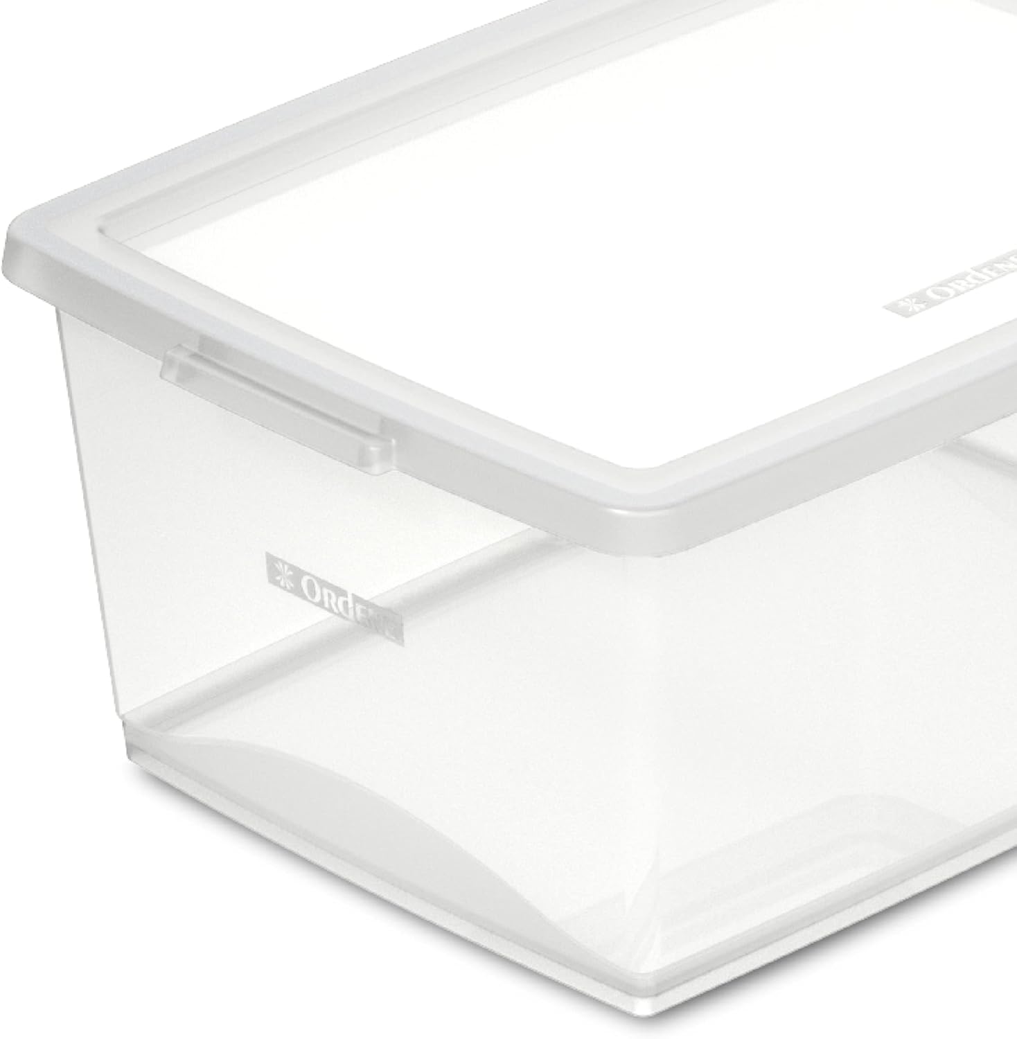 Ordene - Caixa Organizadora Plástica de 15 Litros com Tampa, Cor Cristal, Linha My Closet