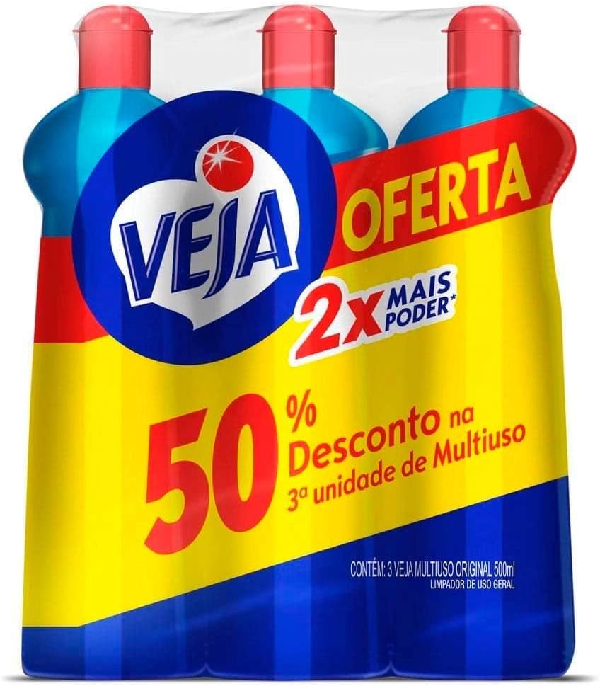 Limpador Multiuso Veja Gold Original com 3 unidades de 500ml