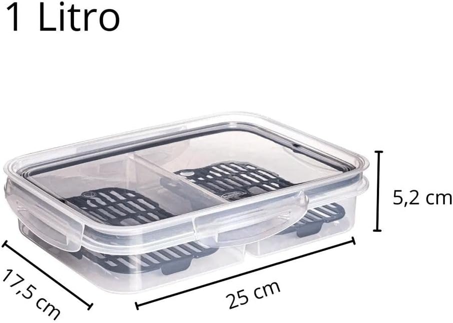 Pote 1 Litro Livre de BPA 25x17,5x5,2cm