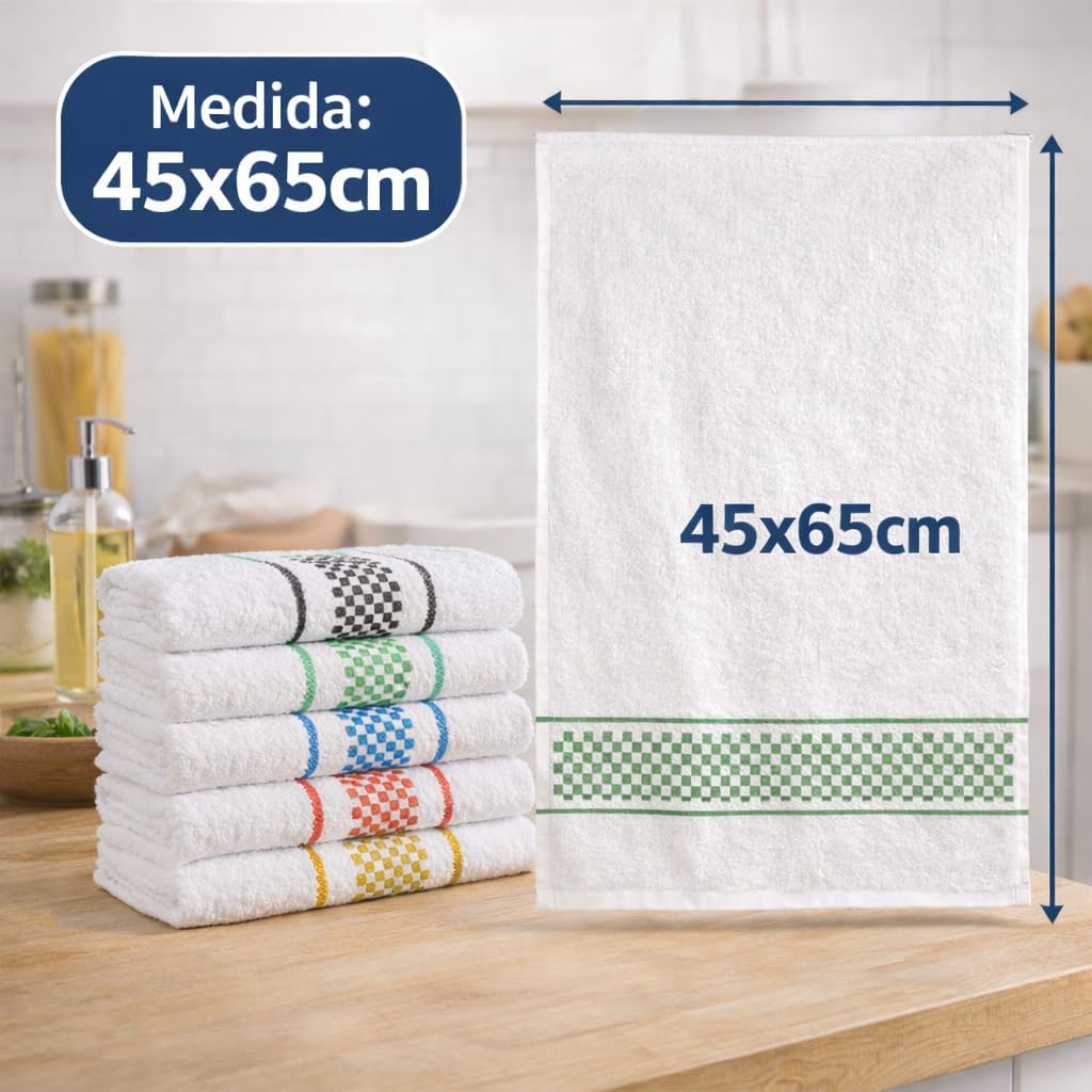 Panos de Prato Kit 5 Peças Branco Xadrez Colorido Alta Absorção